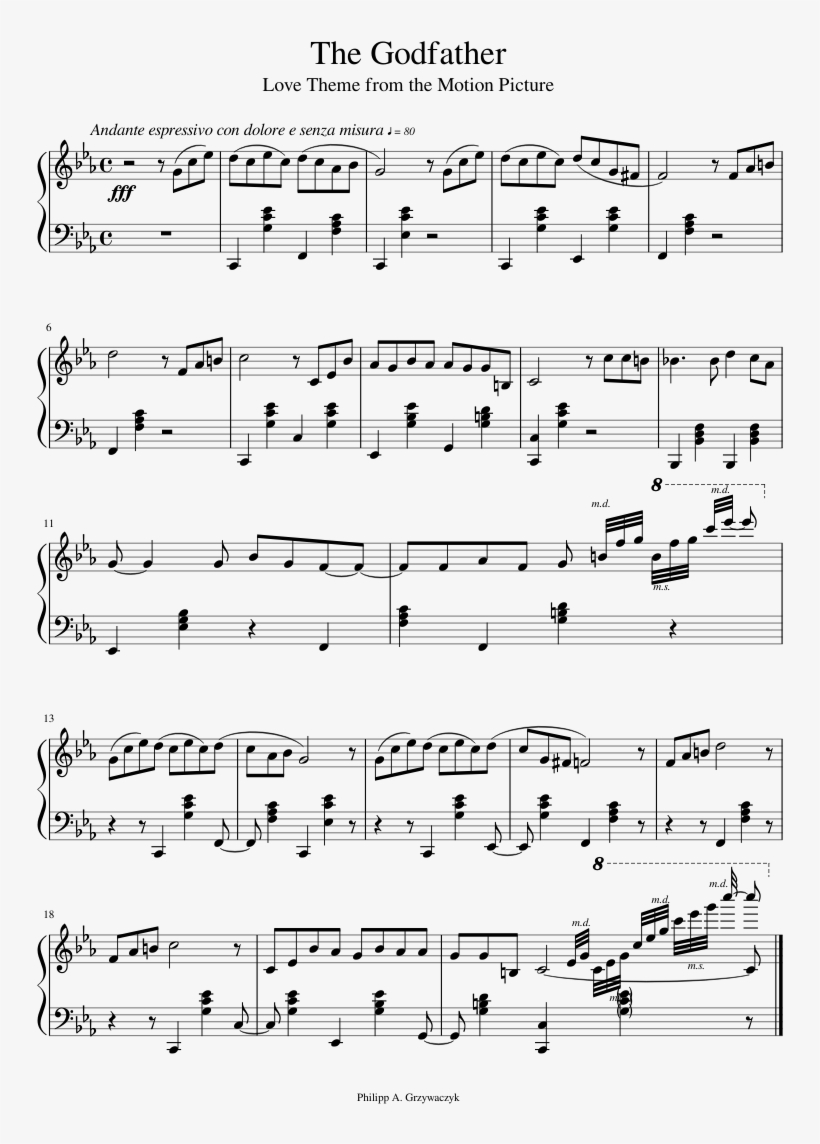 The Godfather Sheet Music 1 Of 1 Pages - Way Back Home Piano Sheet, transparent png #2233827