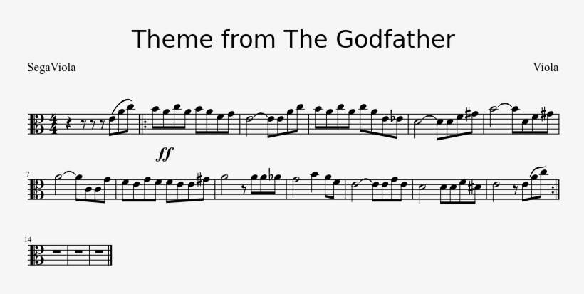 Theme From The Godfather Sheet Music Composed By Viola - Diagnosis Murder Theme Sheet Music, transparent png #2234070