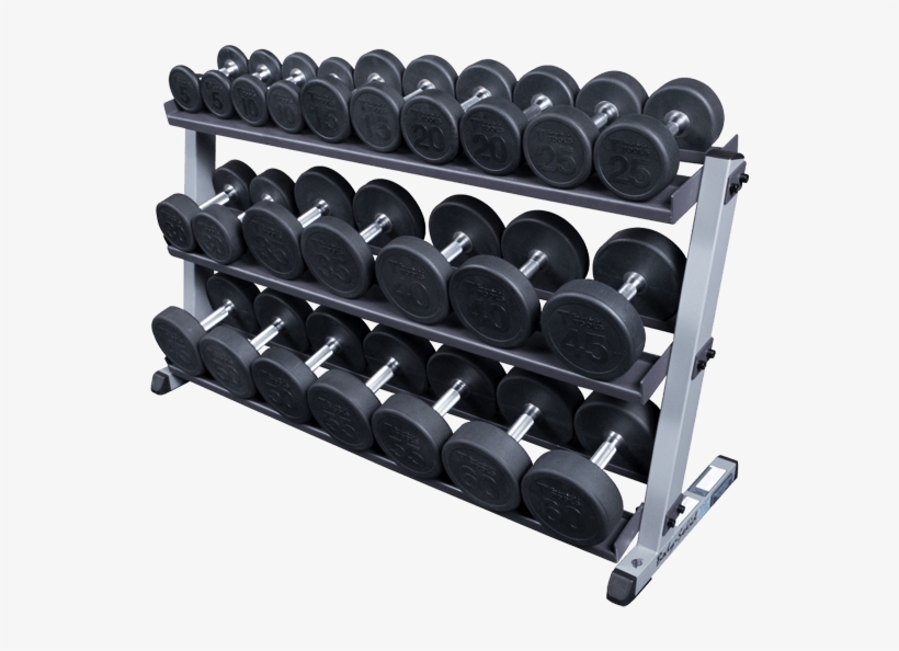 W/ Optional 3rd Tier And Round Rubber Dumbells - Body Solid Round Dumbbells, transparent png #2237738