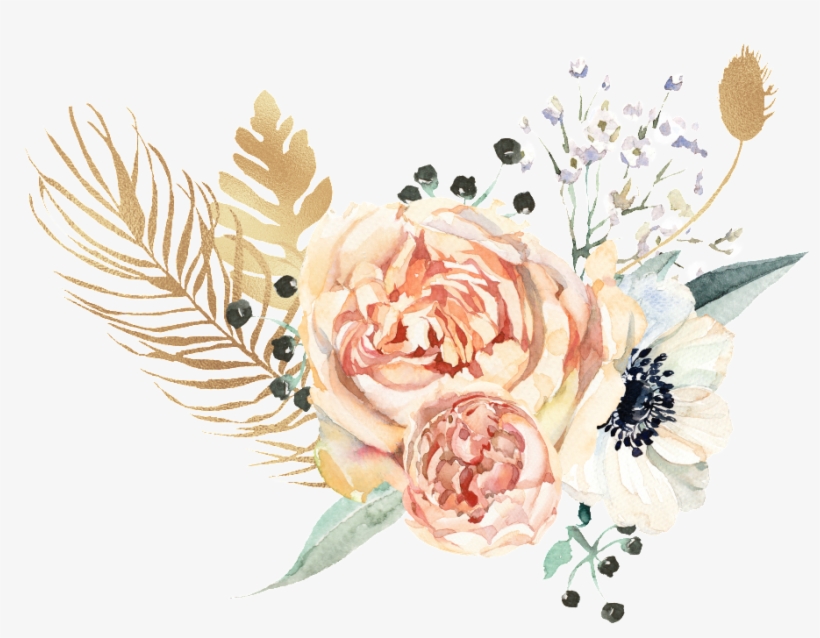 Hand Painted Orange Watercolor Flower Png Transparent - Transparent Watercolor Flowers Png Free, transparent png #2237905