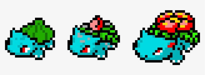 Bulbasaur, Ivysaur, Venusaur - Bulbasaur Ivysaur Venusaur Pixel Art.