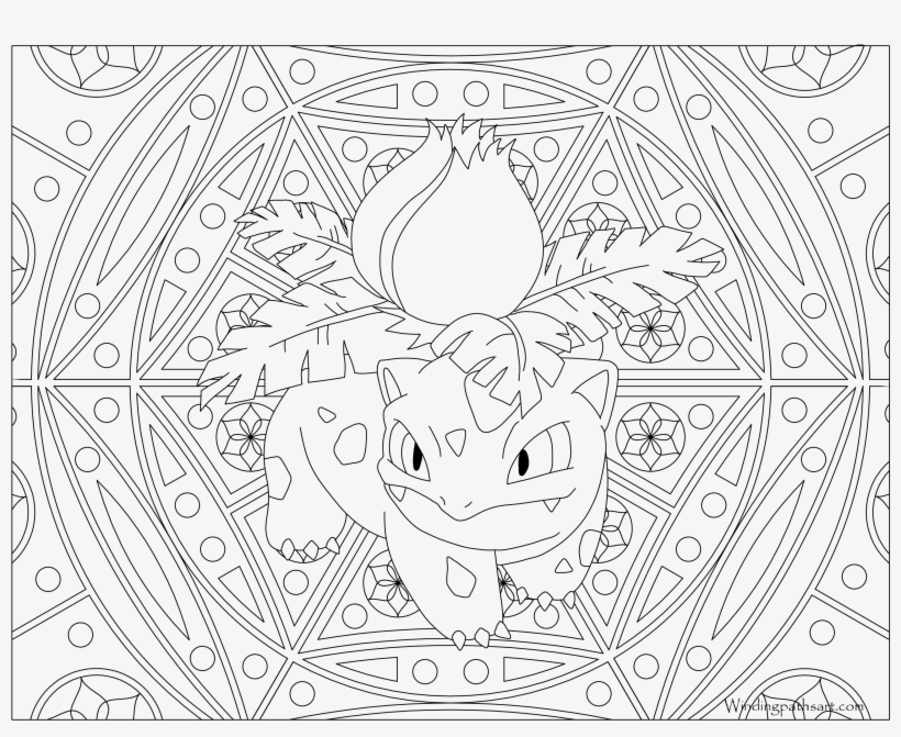 #002 Ivysaur Pokemon Coloring Page - Pokemon Coloring Pages For Adults, transparent png #2239960