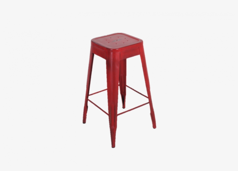 Red Metal Bar Stool - Taburete Tolix Con Respaldo, transparent png #2240722