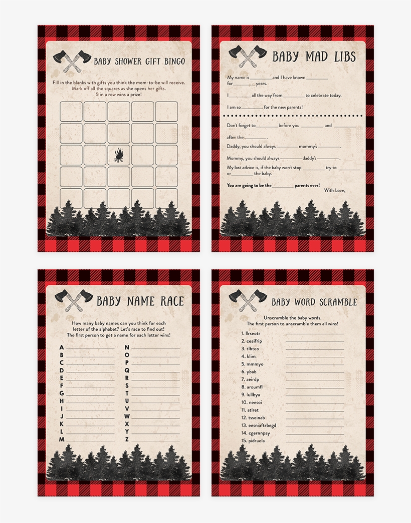 Lumberjack Baby Shower Game Pack - Game, transparent png #2241687