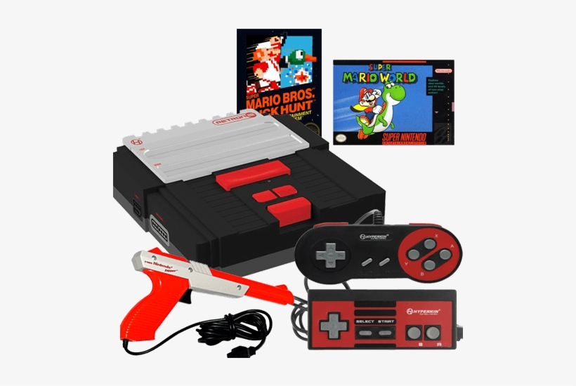 Retron 2 System Console Black Mario World Zapper Game - Super Mario World Super Nintendo Nes Game Series Box, transparent png #2242558