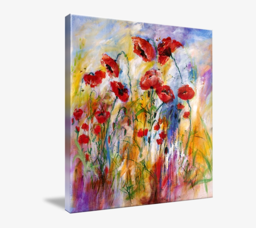 #poppies #provencale Painting By #ginette - Gallery-wrapped Canvas Art Print 44 X 44 Entitled Poppies, transparent png #2244521