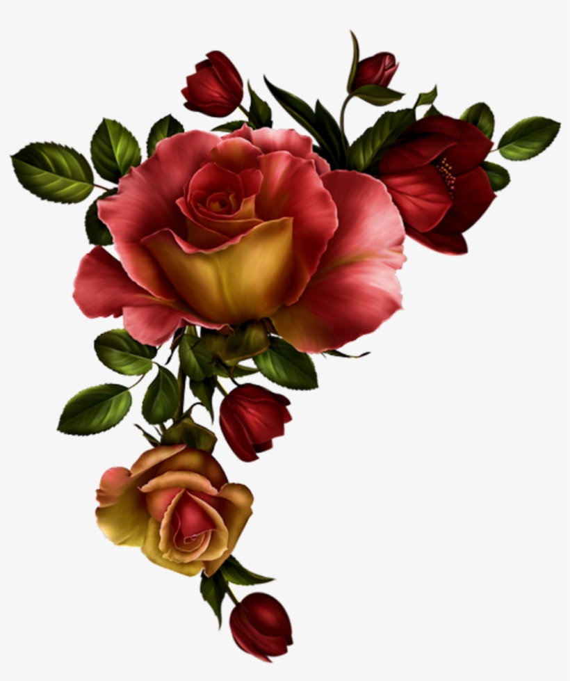 Red Rose Clipart Divider - Watercolor Red Flowers Png, transparent png #2248670