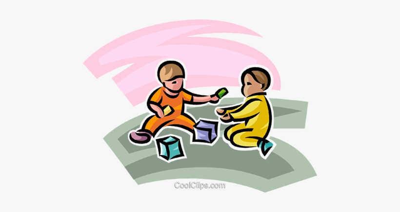 Kids Playing With Blocks Royalty Free Vector Clip Art - Clip Art, transparent png #2249885