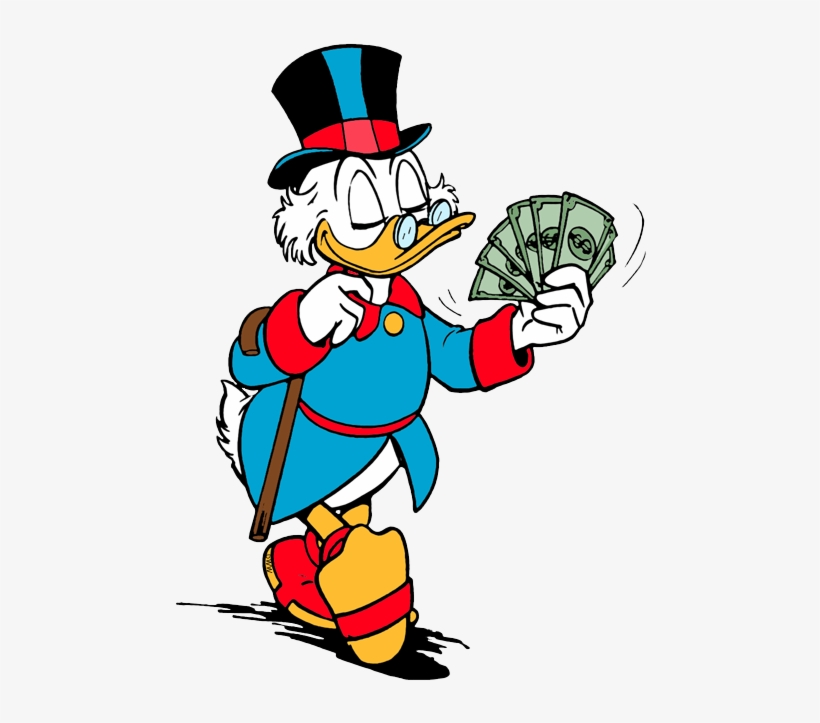 Scrooge Fanning Himself With Dollar Bills - Scrooge Mcduck, transparent png #2250046