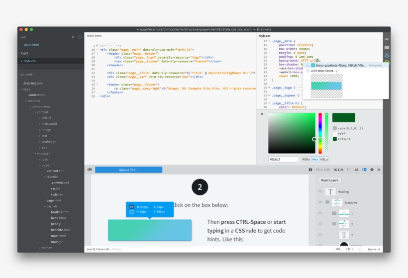 Brackets With Extract And The Aem Extension - Brackets Psd, transparent png #2252697