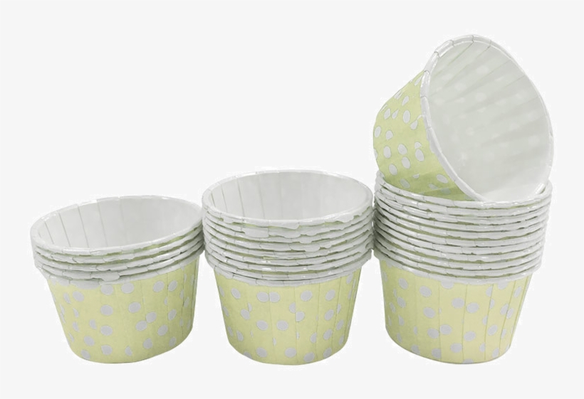 Pale Yellow With White Polka Dot Mini Cupcake Paper - Cup, transparent png #2253189
