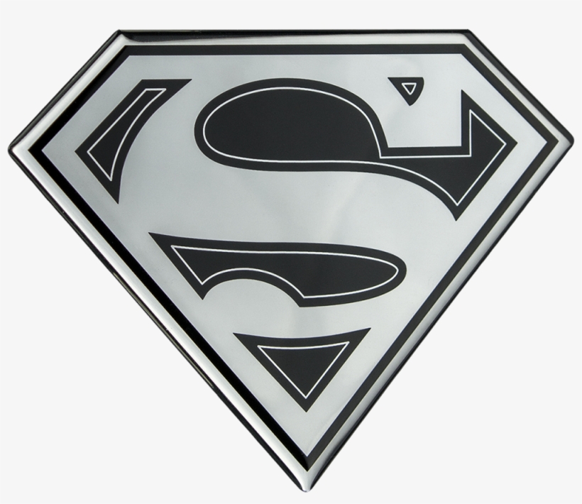 Superman Logo Black And Chrome Lensed Fan Emblem By - Superman Logo Black White And Gray, transparent png #2253700