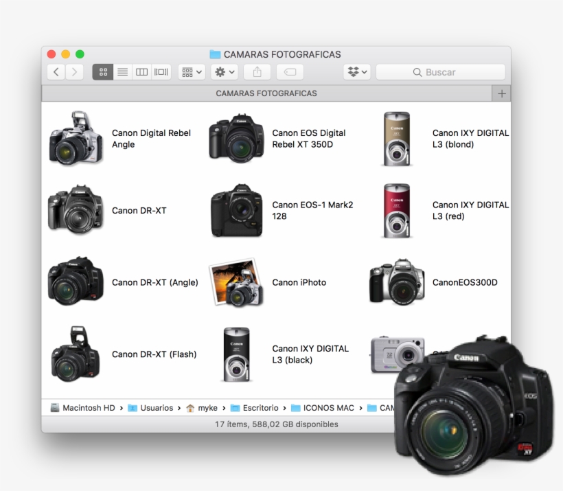 Increíble Colección De Iconos De Diferentes Cámaras - Canon Digital Rebel Xt 8mp Camera Slr Digital By Canon, transparent png #2255971