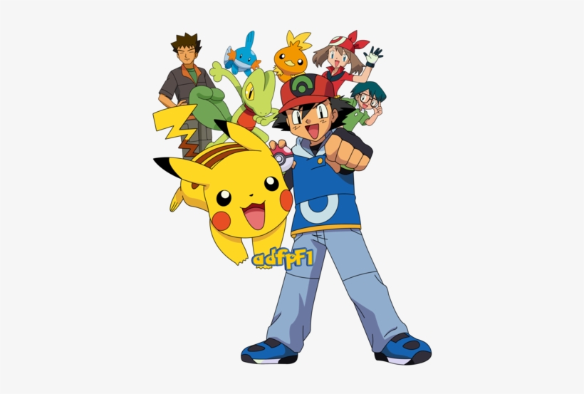 Ash, Aura, Brock, Max Y Pokemon By Adfpf1 On Deviantart - Ash And Pokemon Png, transparent png #2258727