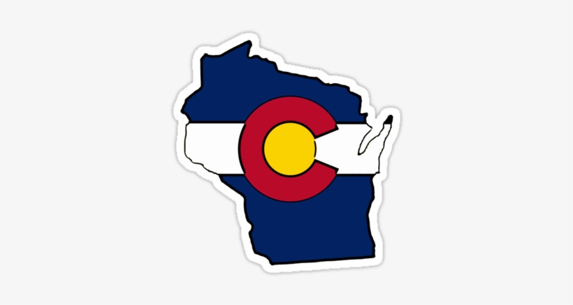 Wisconsin Outline Colorado Flag Stickers By Artisticattitud - Wisconsin Outline Colorado Flag Drinking Glass, transparent png #2260553