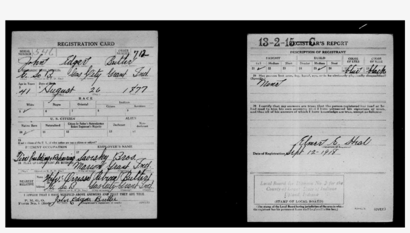 Original Digital Image - Clarence Cecil Cooper Registration Ww1 Iowa, transparent png #2262651