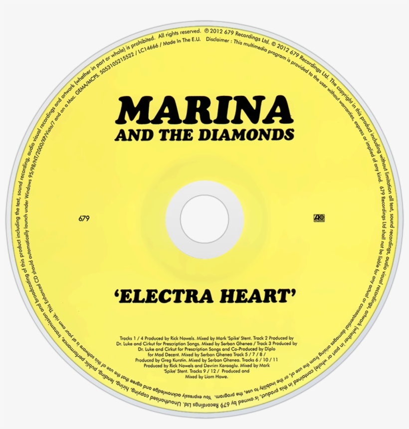 Marina & The Diamonds Electra Heart Cd Disc Image - Electra Heart, transparent png #2263462