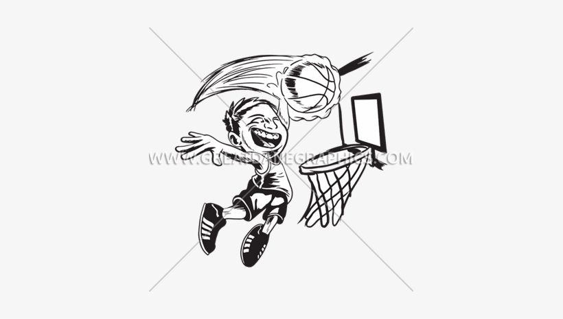 Clip Art Free Library Drawing Basketball Kid Jump Dunk - Kid Dunking Basketball Drawing, transparent png #2264936