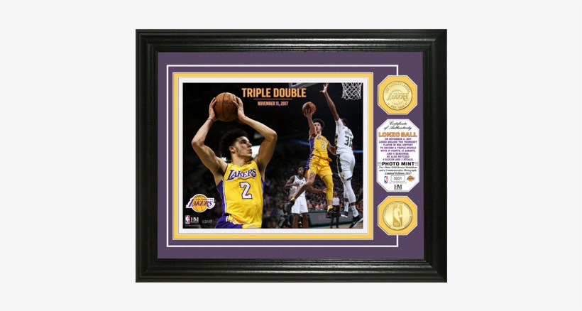 Los Angeles Lakers Lonzo Ball Triple Double Coin Photo - Draymond Green 13x16 Bronze Coin Framed Photo Mint, transparent png #2265002