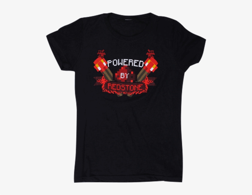 Womens Minecraft Powered By Redstone T-shirt - Minecraft Powered By Redstone Adult Premium T-shirt, transparent png #2267088