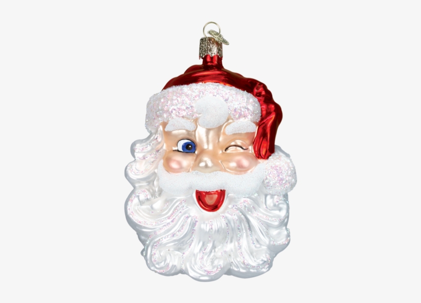 Jolly Winking Santa Face Ornament - Old World Christmas Winking Santa, transparent png #2267882