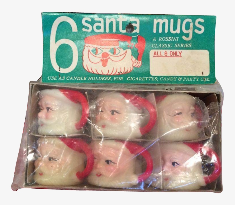 New Old Stock Plastic Rossini Santa Face Mugs - Box, transparent png #2268340