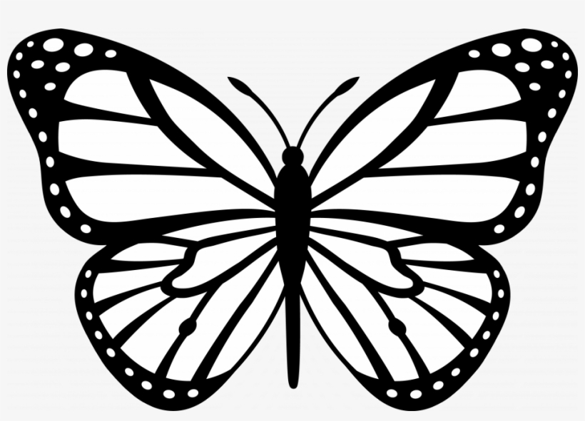 Coloring Pictures Of Flowers And Butterflies Images - Clipart Black And White Butterfly, transparent png #2270195