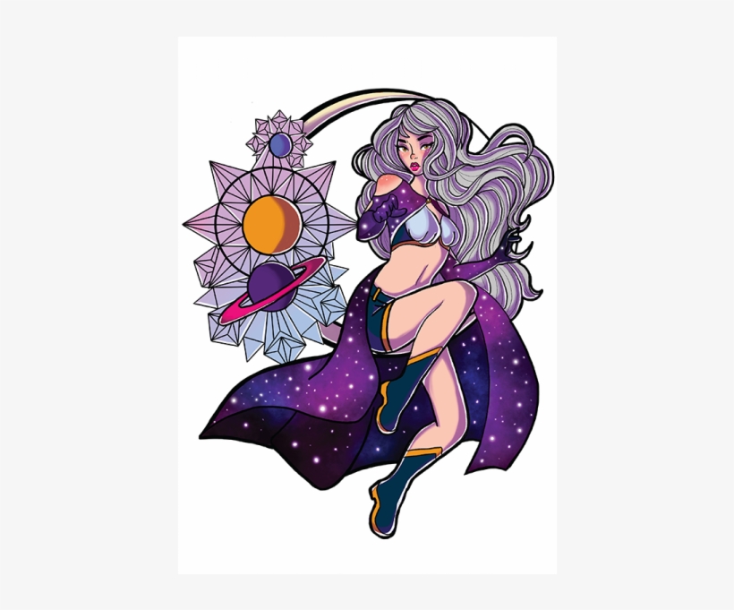 Giclee Galaxy Girl Print - Illustration, transparent png #2271699