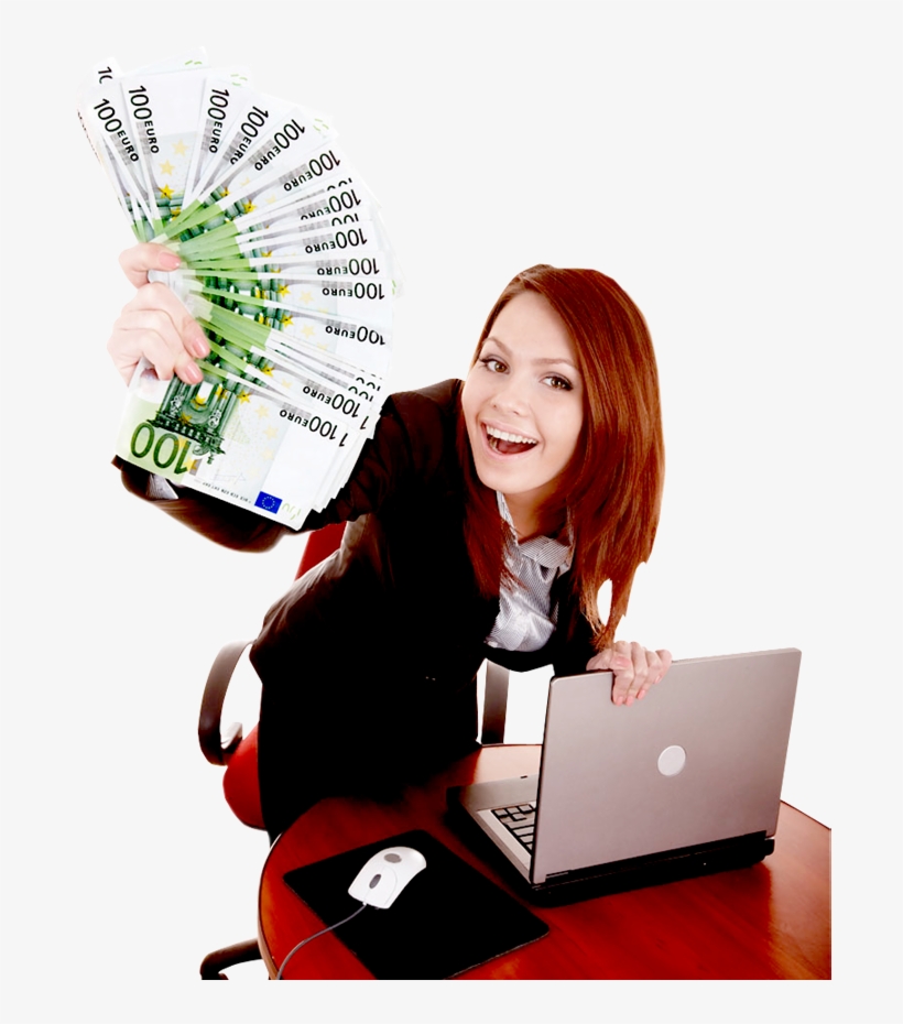 Happy Business Woman Showing The Money - Business Woman Money Png, transparent png #2271984