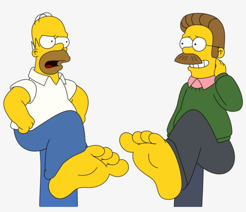 Homer Simpson And Ned Flanders Feet Stomping By Skippy1989-dajul58 - Homer Simpson Feet, transparent png #2273162