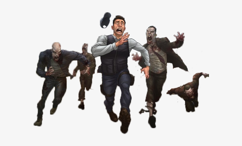 Base Slide - Psd - Zombie Chase Cool Art 32x24 Print Poster, transparent png #2273955