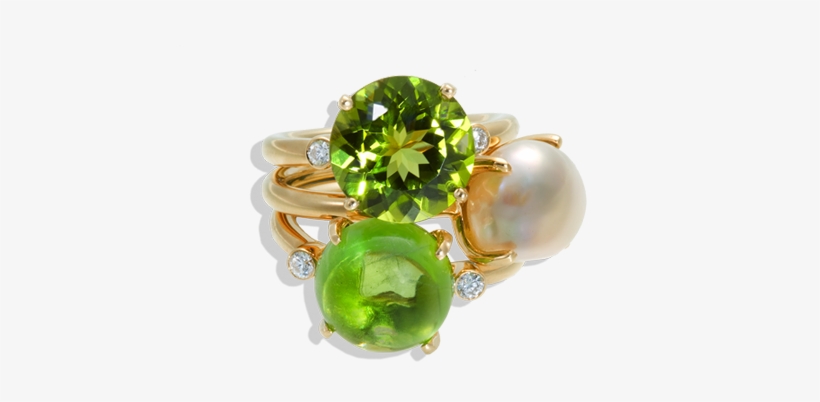 Jane Taylor R797 Peridot Diamond Pearl Yellow Gold, transparent png #2276163