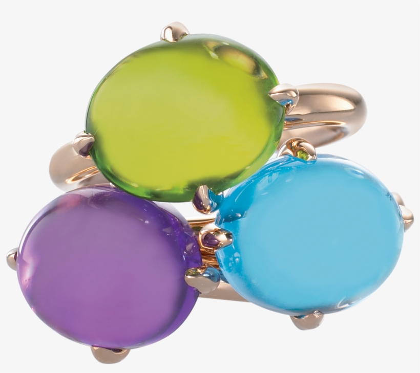 Cabohon Amethyst Peridot And Blue Topaz Rings Worn - Ring, transparent png #2276577