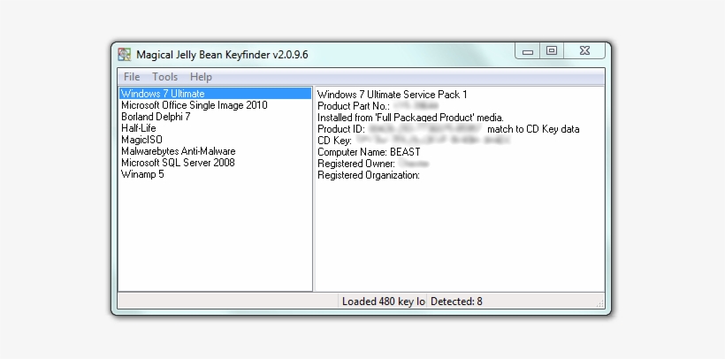 Install Open And Get Keys Of Your Softwares - Magical Jelly Bean Keyfinder, transparent png #2277002