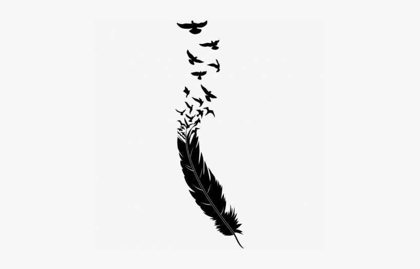 Simulate The Colour Of The Backing - Bird Feather Tattoo Design, transparent png #2277895