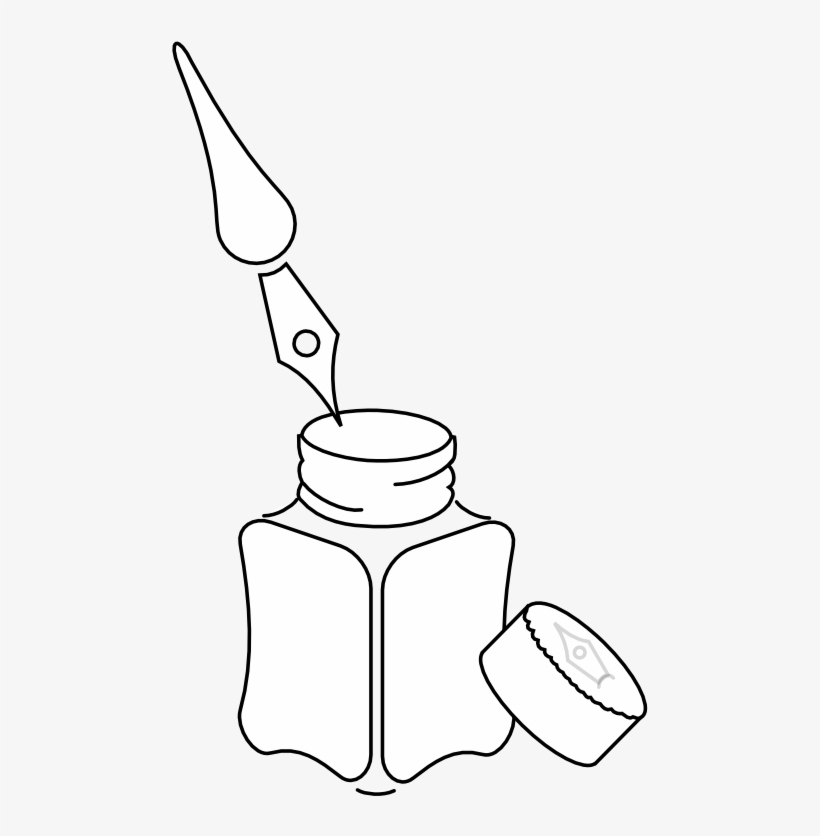 Rocket Tinta Y Pluma Tinta Black White Line Art 555px - Illustration, transparent png #2278020