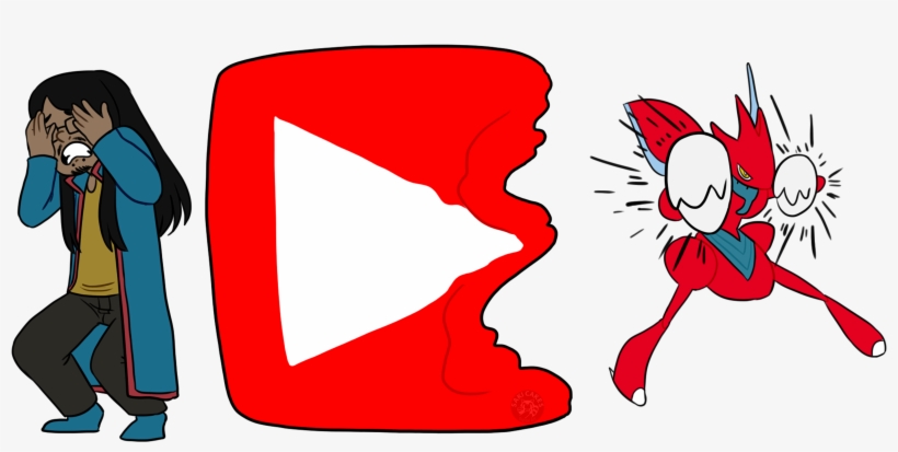 The Youtube Icon Being Distroyed By Scizor, While Kamon, transparent png #2278482