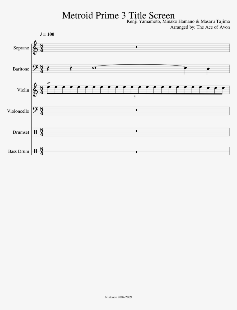 Metroid Prime 3 Title Screen Sheet Music Composed By - There Anybody Out There Score, transparent png #2278982