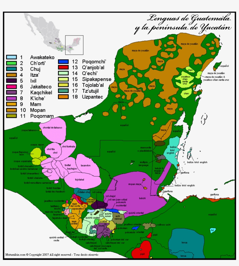 Guatemala - Mapa Linguistico De Belice, transparent png #2279692