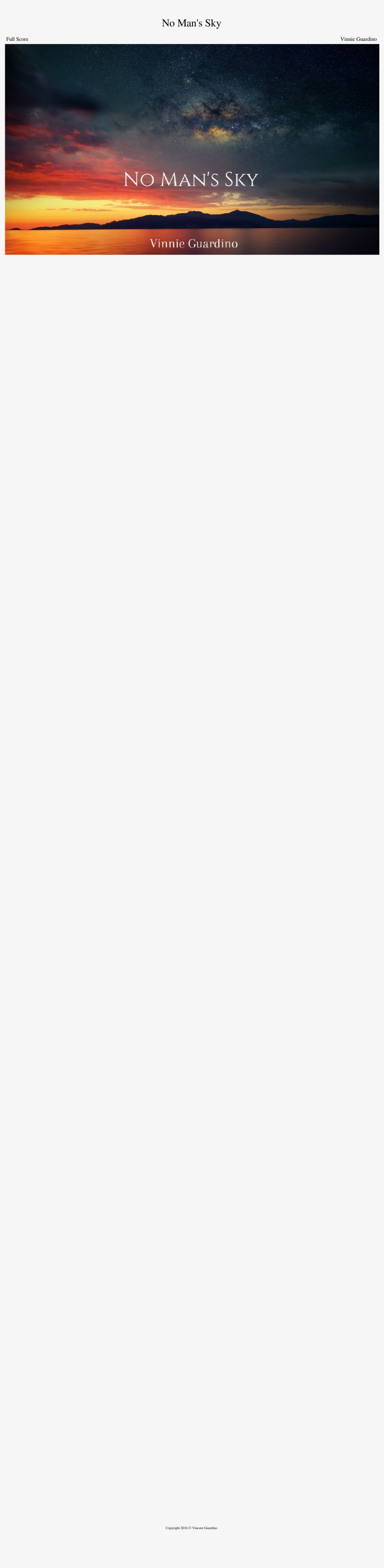 No Man's Sky Sheet Music Composed By Vinnie Guardino - Shirt, transparent png #2280366