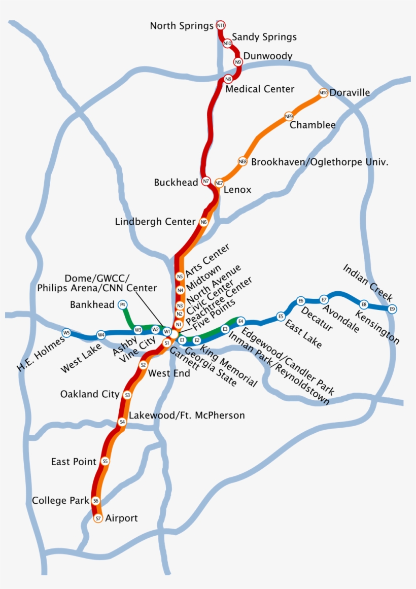 Metro Map Of Atlanta Full Resolution - Atlanta Transportation, transparent png #2280674
