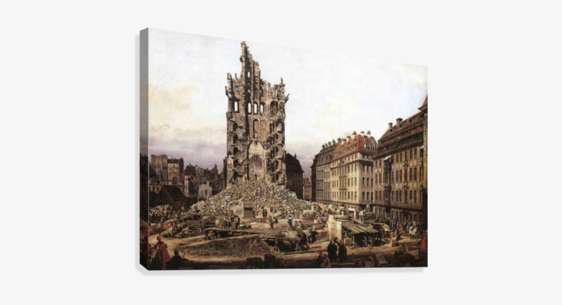 City Ruins Canvas Print - Ruins Of The Old Kreuzkirche, Dresden, transparent png #2282784