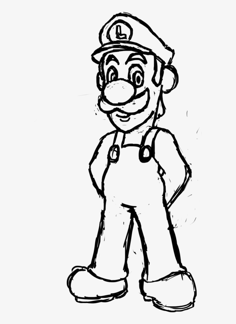 Luigi Sketch By Half - Dessin De Luigi A Imprimer, transparent png #2284349