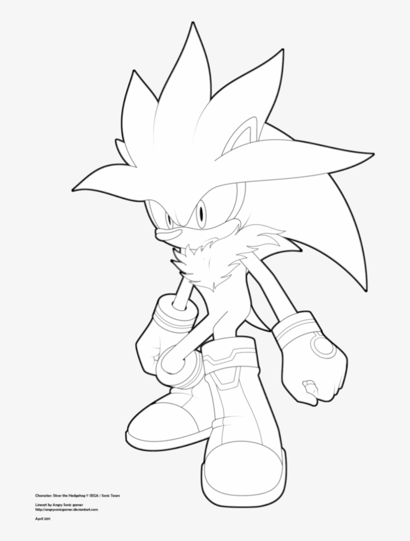 44 Super Sonic Coloring Pages To Endearing Enchanting - Silver The Hedgehog Drawing, transparent png #2287176