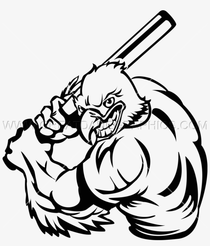 Jpg Black And White Claws Drawing Easy - Eagle Playing Baseball, transparent png #2288464