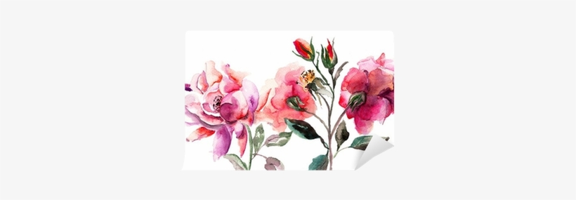 Beautiful Roses Flowers, Watercolor Painting Wall Mural - Watercolor Roses Oversized Gallery Wrapped Canvas (canvas, transparent png #2289117