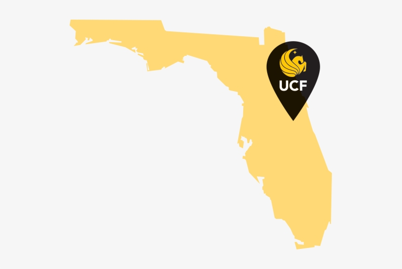 Image Of Florida With Marker Where Ucf Is Located - Ucf Location In Florida, transparent png #2290889