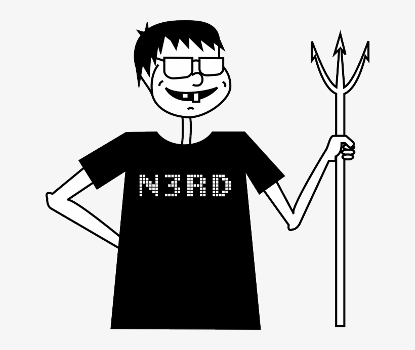 Boy, Person, Cartoon, Nerd, Pitchfork, Evil, Geek, - Nerd Evil, transparent png #2291495