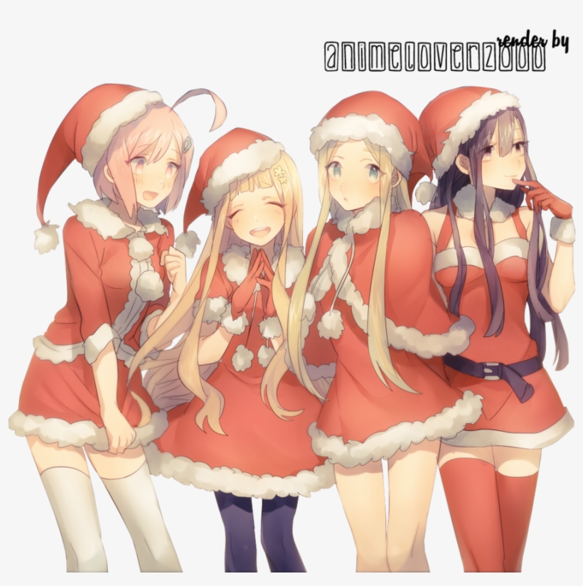 Merry Christmas Render By Animelover - Anime Girl Christmas Group, transparent png #2291674