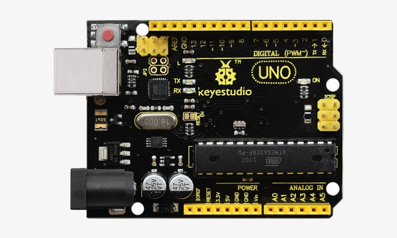 Ks0001 Keyestudio Uno R3 Board - Uno R3 Development Board Atmega328p Atmega16u2 + Cable, transparent png #2294098